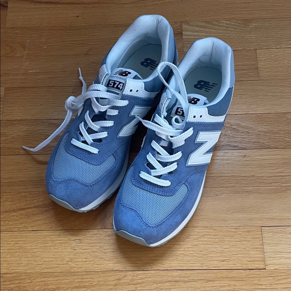 New Balance Men's Light Blue and White 574 Sneakers